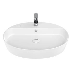 LOOP OVAL keramické umývadlo na dosku 60x40 cm s otvorom pre batériu, biela