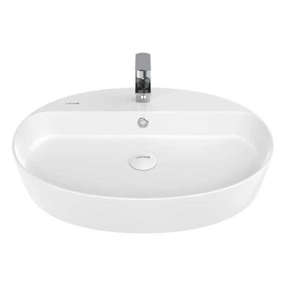 LOOP OVAL keramické umývadlo na dosku 60x40 cm s otvorom pre batériu, biela