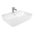 LOOP RECTANGLE keramické umývadlo na dosku 60x45 cm s otvorom pre batériu, biela